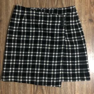 A wrap plaid skirt.